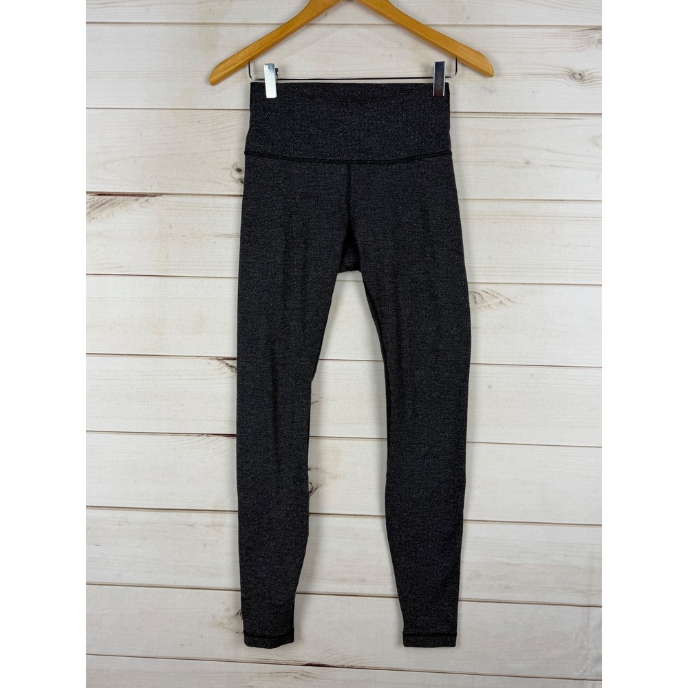 Lululemon Leggings Womens 6 Gray Herringbone Knit Athletic Yoga Cozy